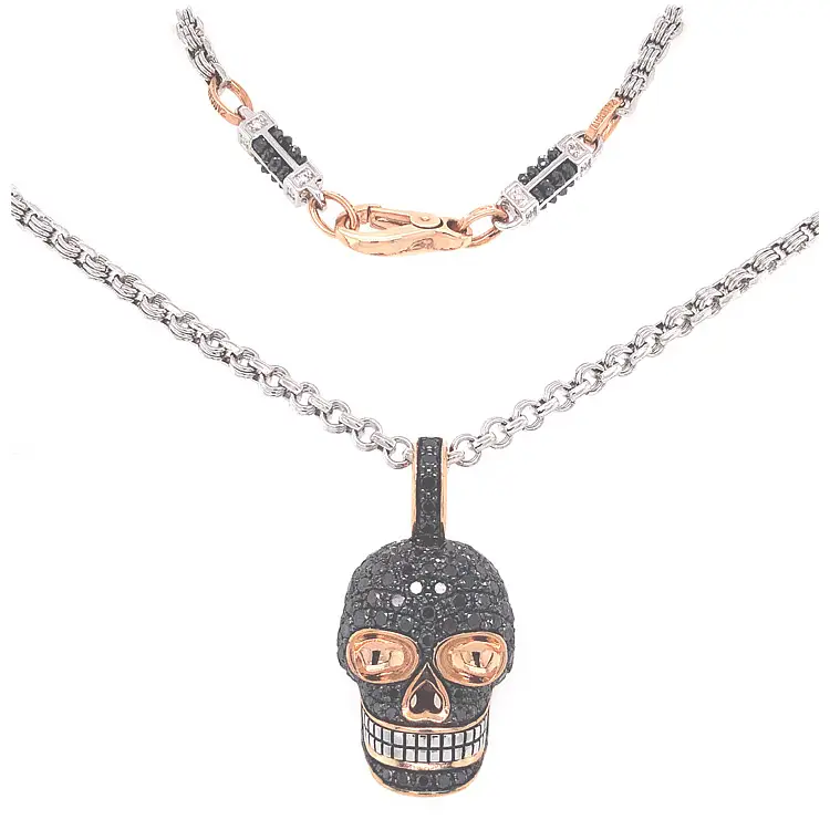 Mặt dây chuyền vàng hình đầu lâu Zancan Black Magic EC882RB60