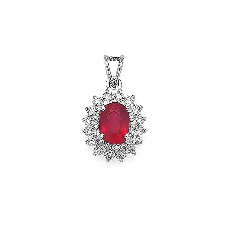 Mặt dây chuyền vàng đính ruby và kim cương