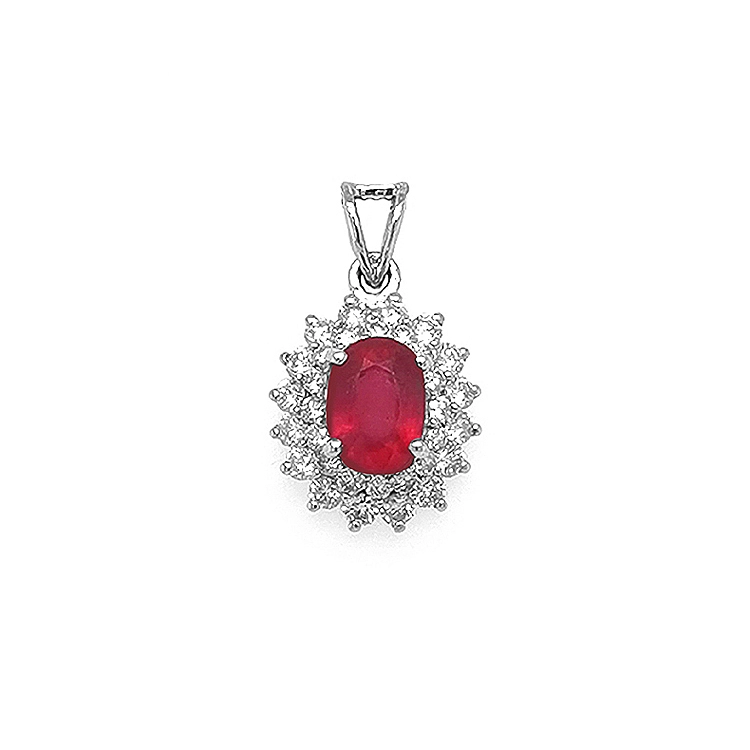 Mặt dây chuyền vàng đính ruby và kim cương