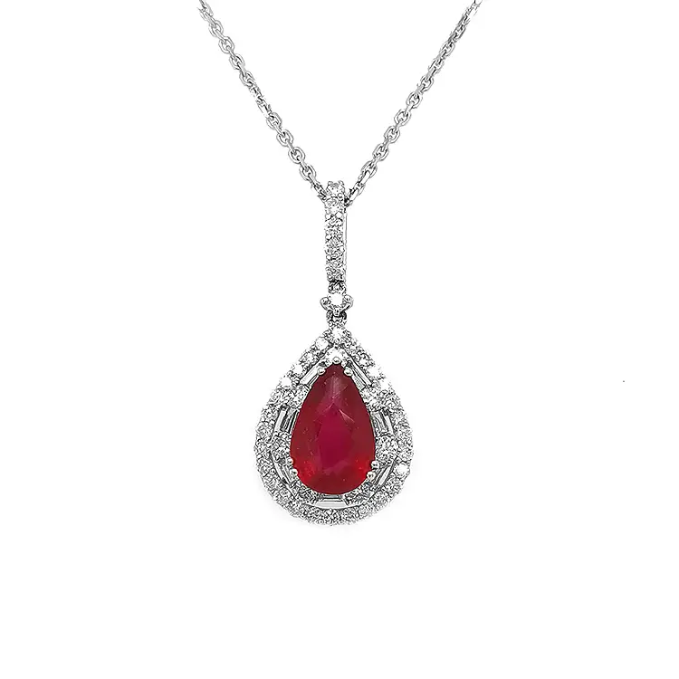 Mặt dây chuyền vàng đính ruby và kim cương