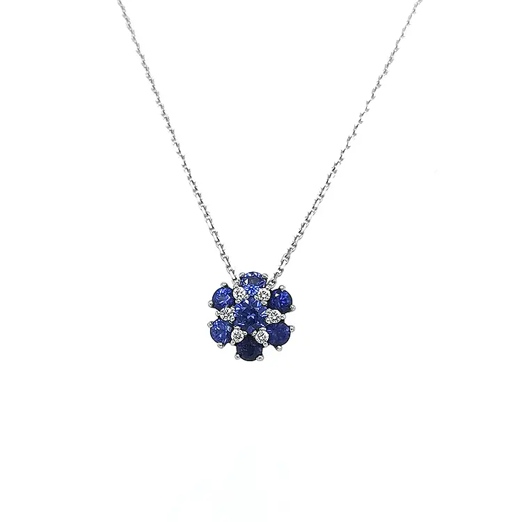 Mặt dây chuyền vàng đính sapphire và kim cương