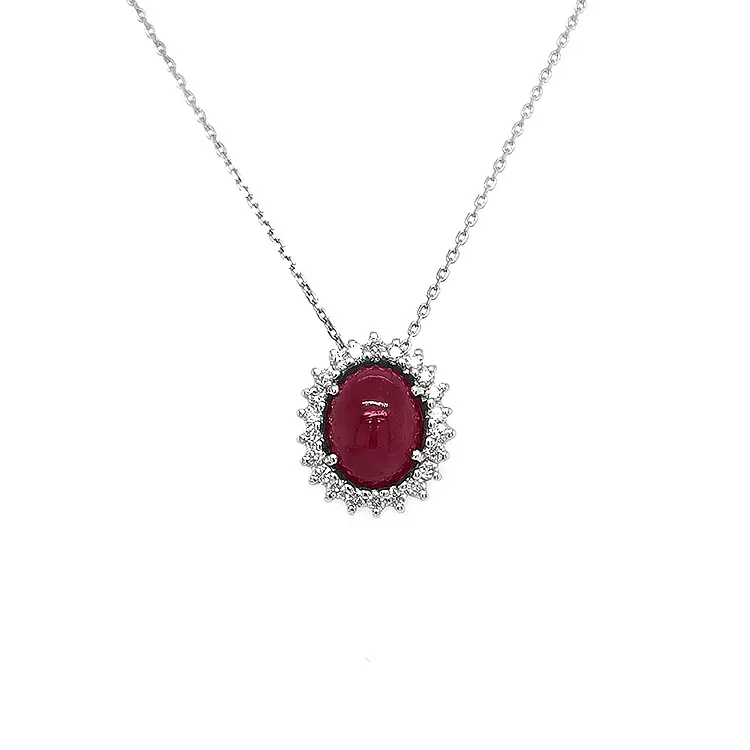 Mặt dây chuyền vàng đính ruby và kim cương