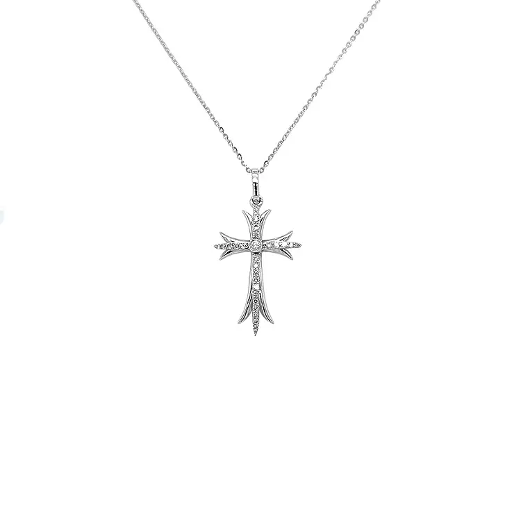 Mặt dây chuyền hình thánh giá bằng vàng đính kim cương