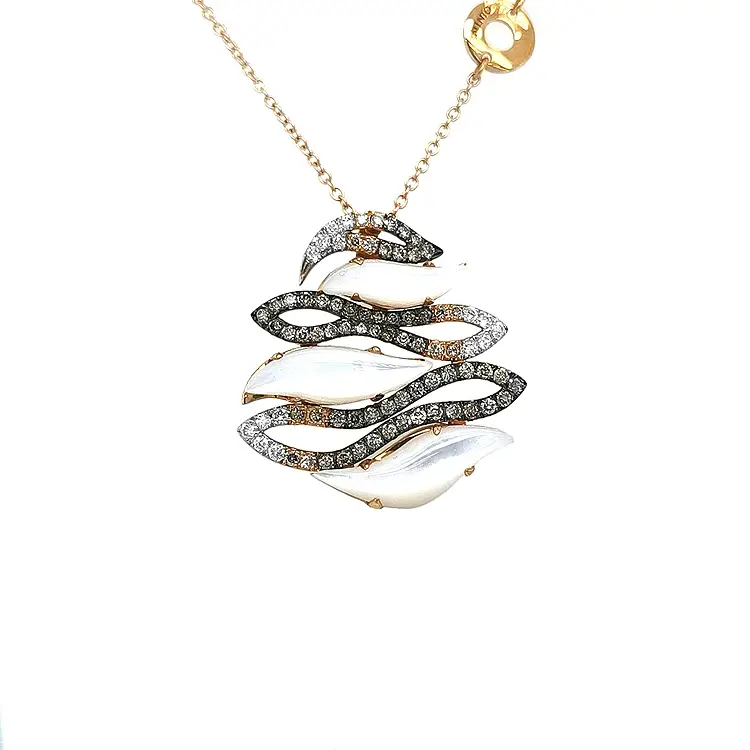 Mặt dây chuyền vàng đính ngọc trai và kim cương màu