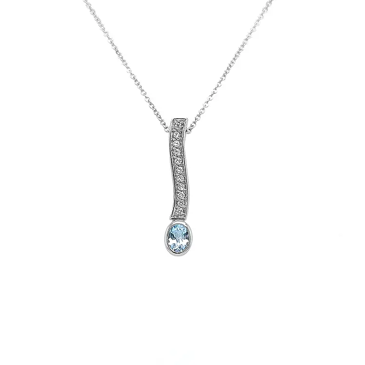 Mặt dây chuyền vàng đính đá topaz xanh và kim cương