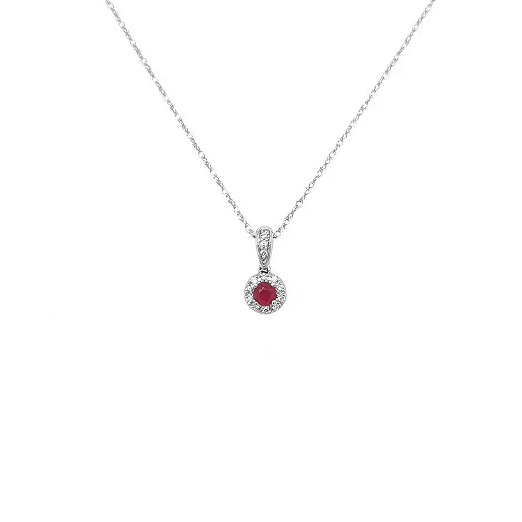 Mặt dây chuyền Ruby đính kim cương trắng vàng