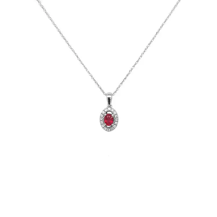 Mặt dây chuyền Ruby đính kim cương trắng vàng