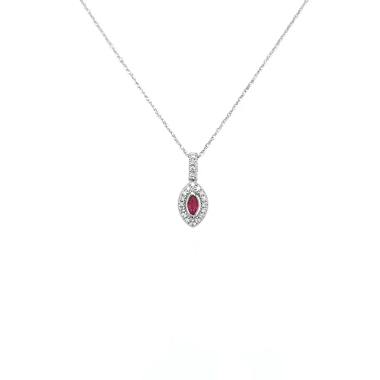 Mặt dây chuyền Ruby đính kim cương trắng vàng
