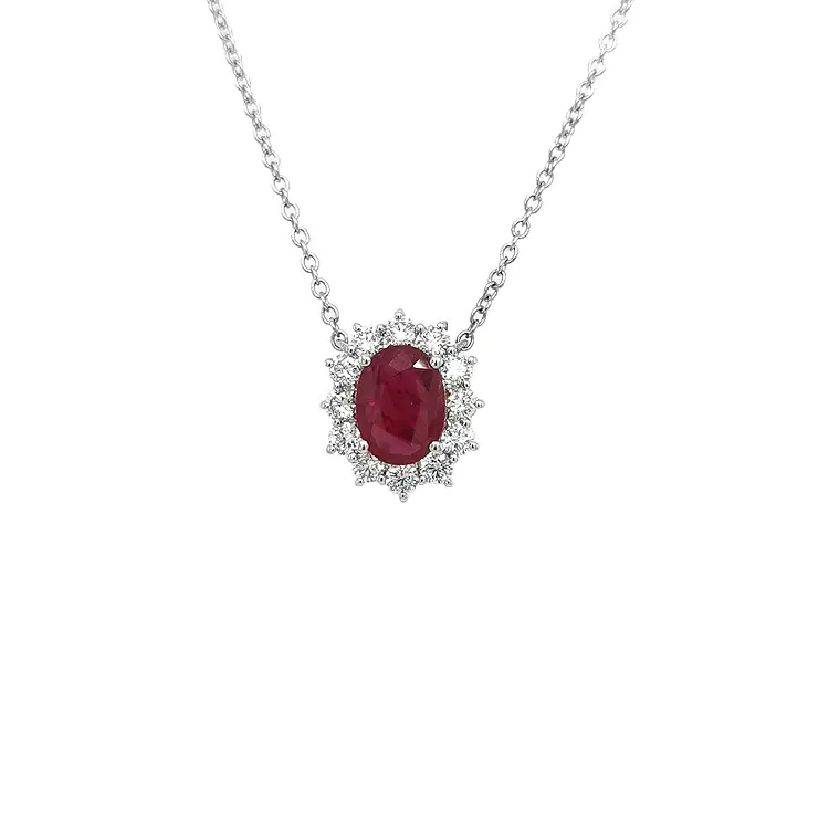Mặt dây chuyền vàng đính ruby và kim cương