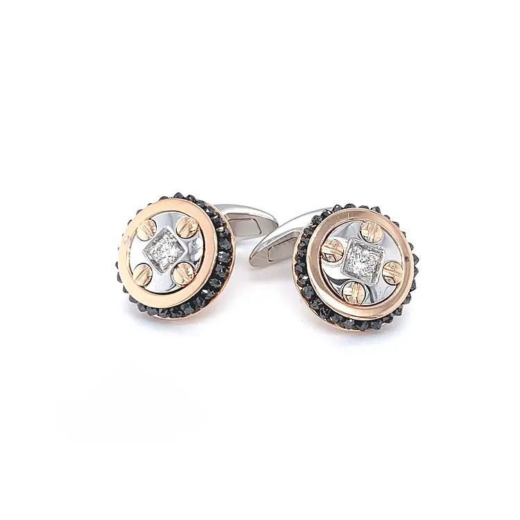 Khuy măng sét vàng Zancan Black Magic EPO124RB