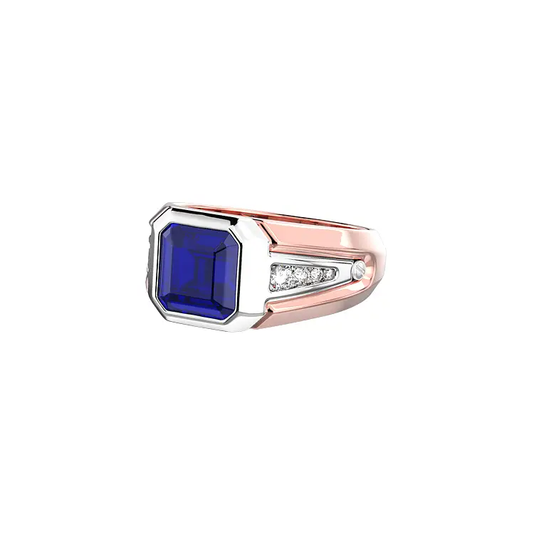 Nhẫn nam vàng Zancan đính sapphire và kim cương