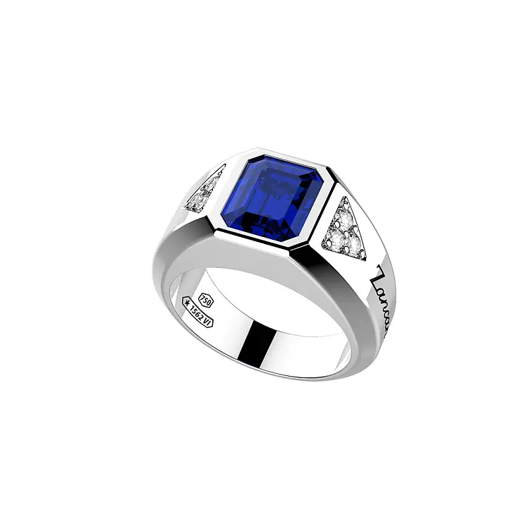 Nhẫn vàng đính sapphire và kim cương