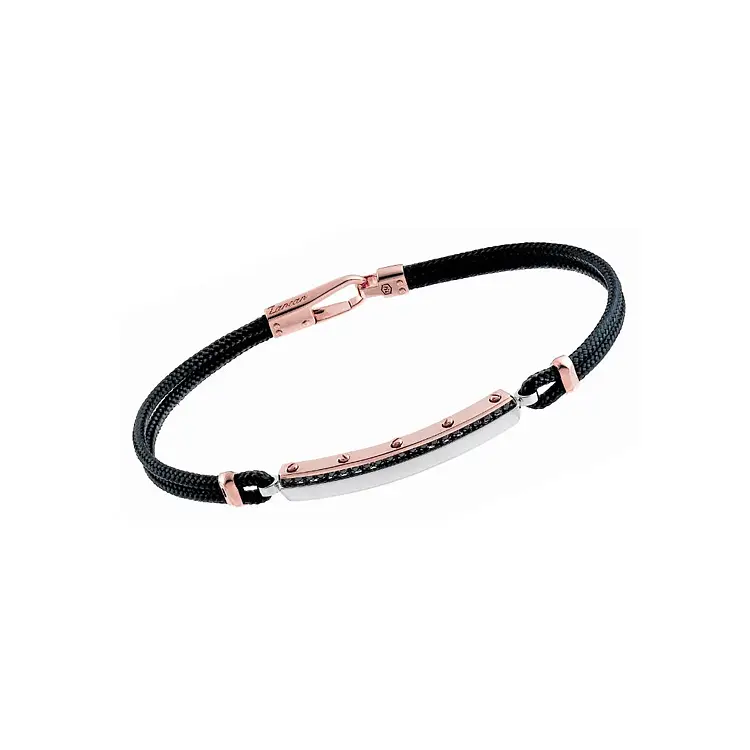 Vòng tay nam Zancan bằng vàng với đá kim cương đen