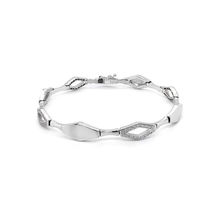 Vòng tay bằng vàng trắng đính đá zircon trắng