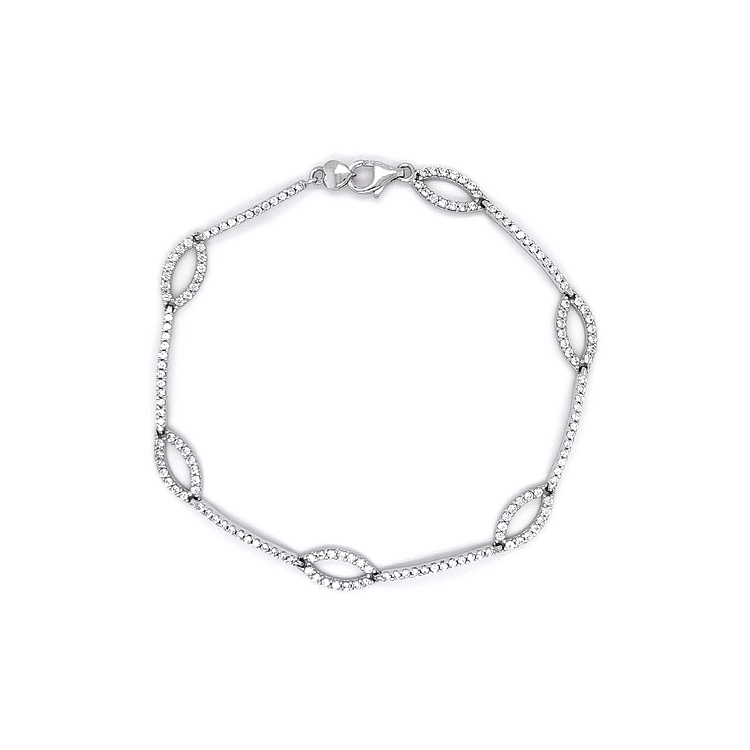 Vòng tay nữ với đá zircon trắng và vàng trắng