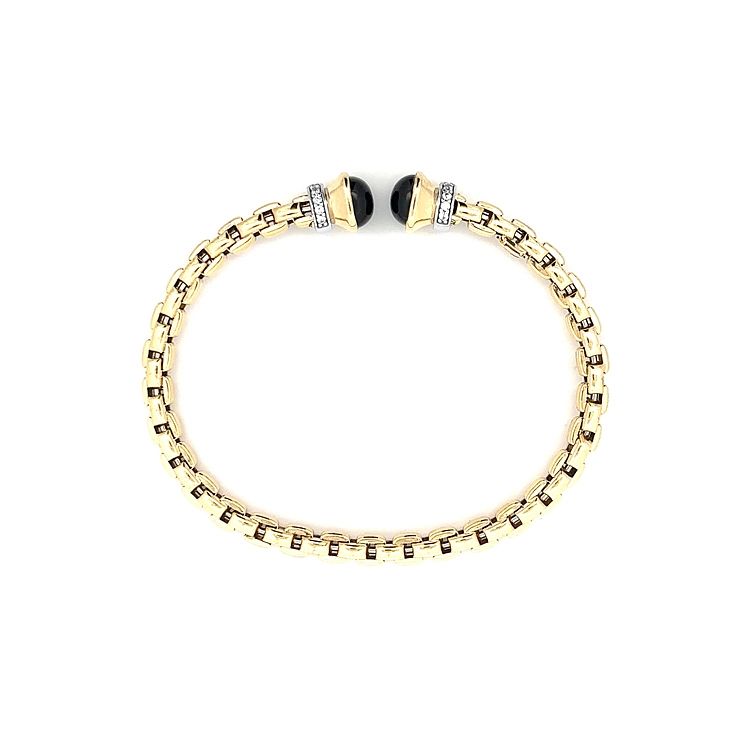 Vòng tay vàng cố định với đá onyx
