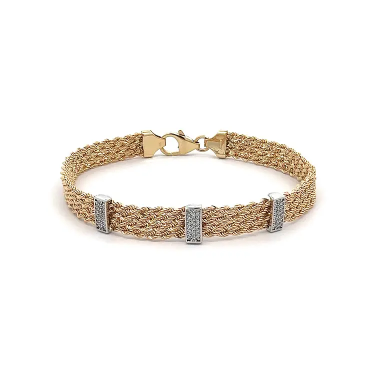 Vòng tay nữ bằng vàng đính đá zircon