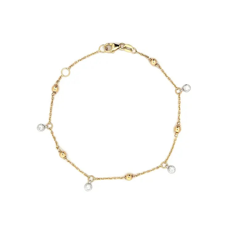 Vòng tay đính đá zircon làm từ vàng kết hợp