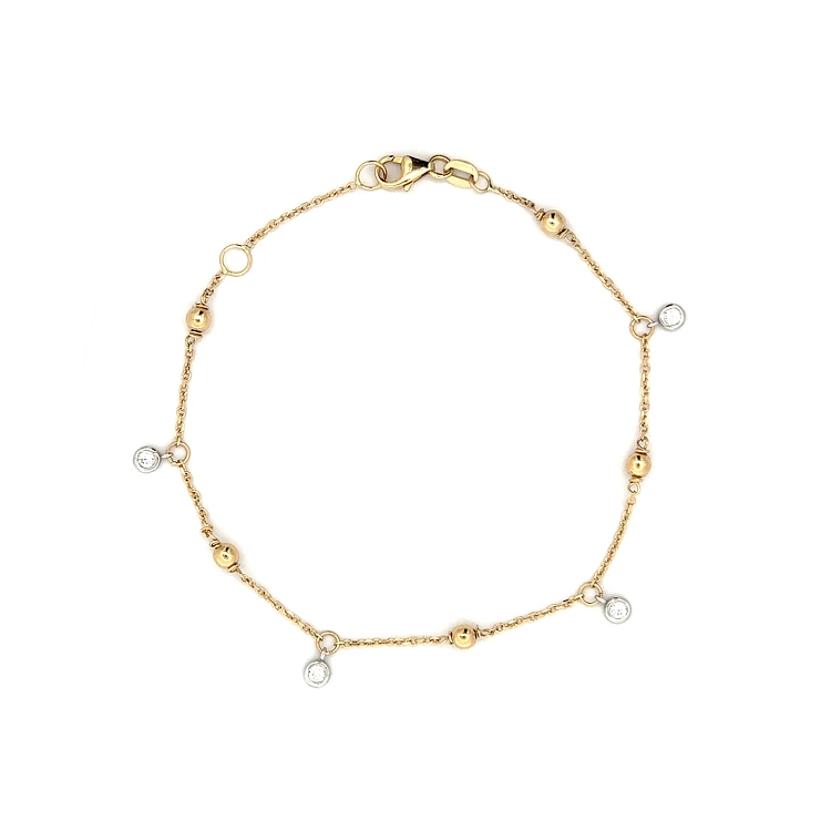 Vòng tay đính đá zircon làm từ vàng kết hợp