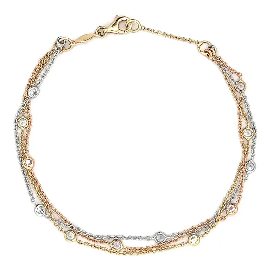 Vòng tay đính đá zircon làm từ vàng kết hợp