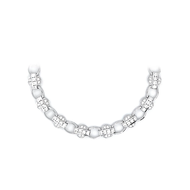 Vòng cổ vàng trắng cho nữ đính đá zircon