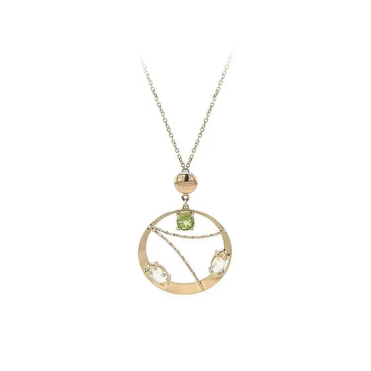 Vòng cổ bằng vàng đính đá màu