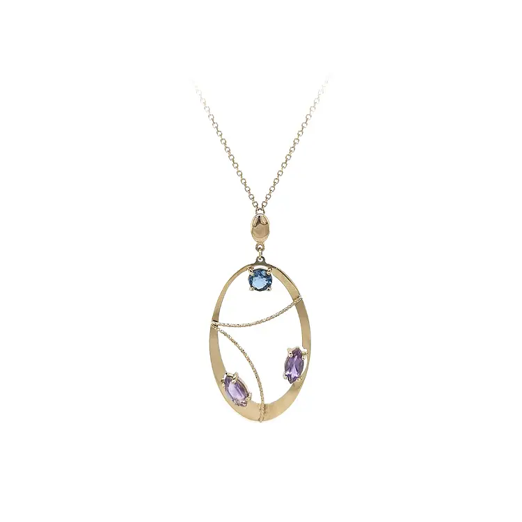 Vòng cổ bằng vàng đính đá màu