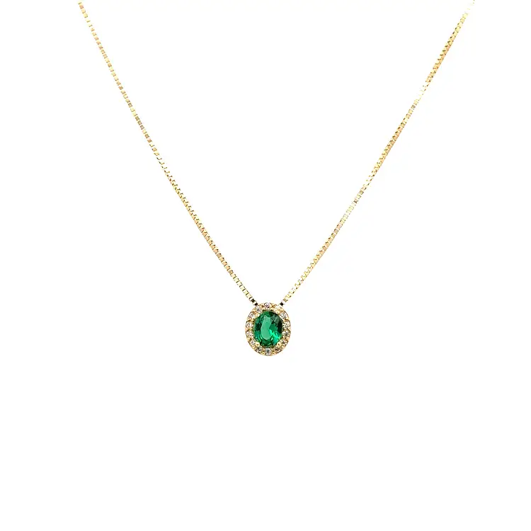 Vòng cổ vàng đính đá xanh