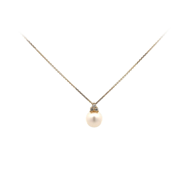 Vòng cổ vàng đính ngọc trai và đá zircon