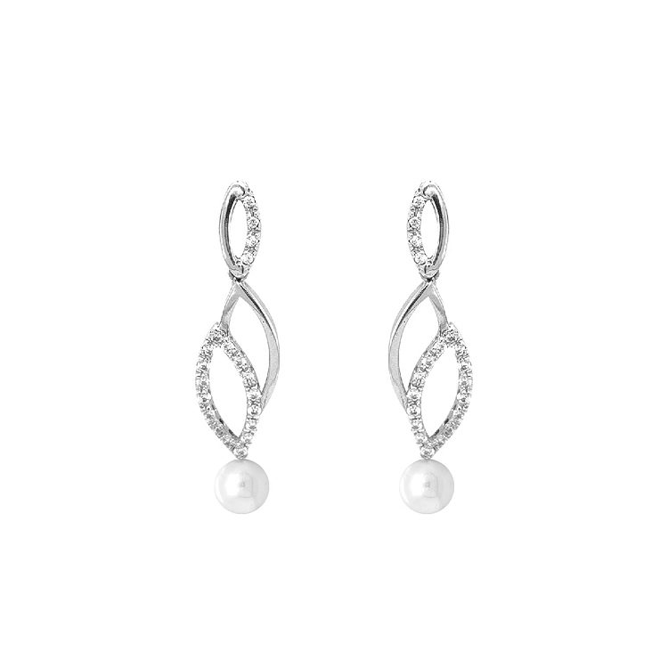 Vòng tai vàng đính ngọc trai và zircon