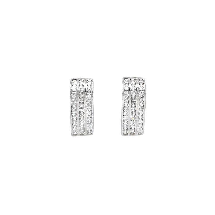 Khuyên tai bằng vàng trắng đính đá zircon trắng