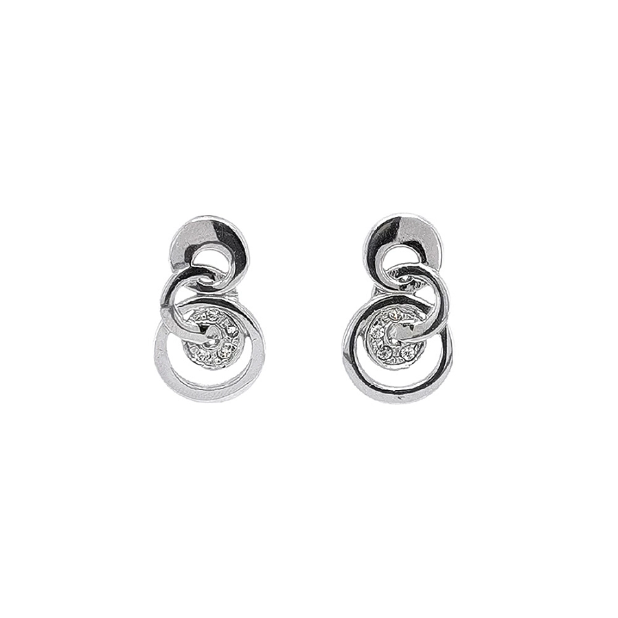 Khuyên tai bằng vàng trắng đính đá zircon trắng