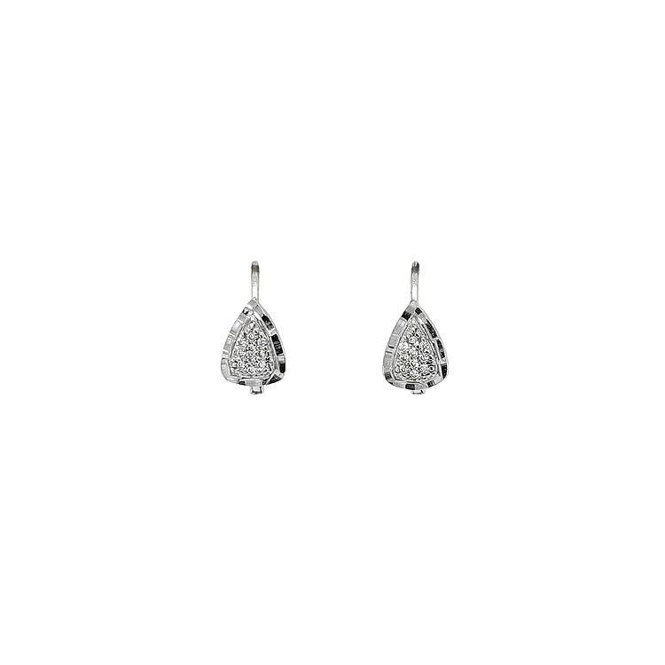 Khuyên tai bằng vàng trắng đính đá zircon trắng