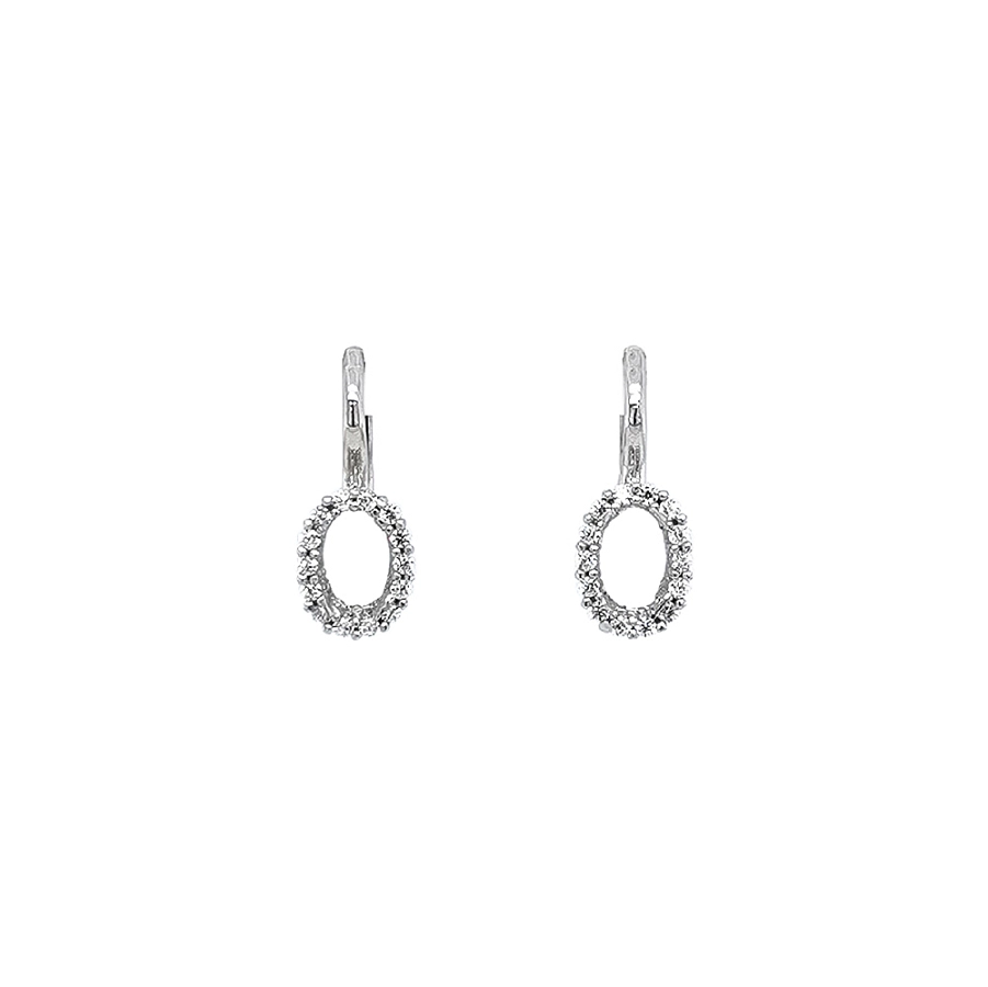 Vòng tai dài bằng vàng trắng sang trọng với đá zircon