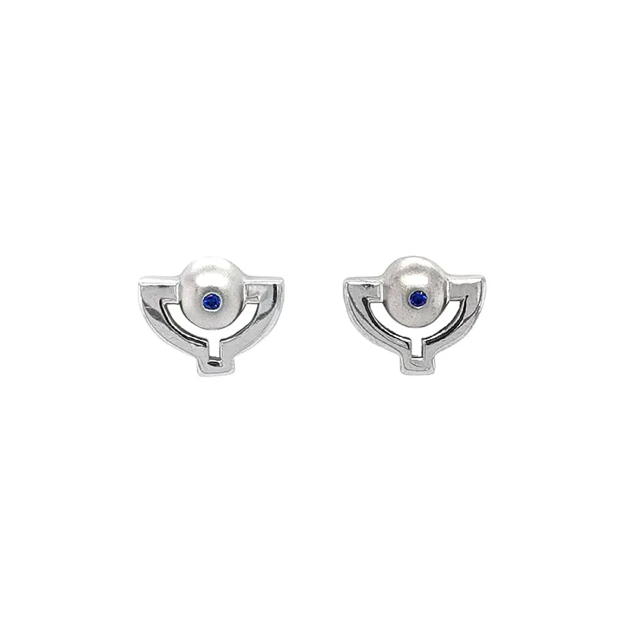 Vòng tai vàng trắng đính sapphire