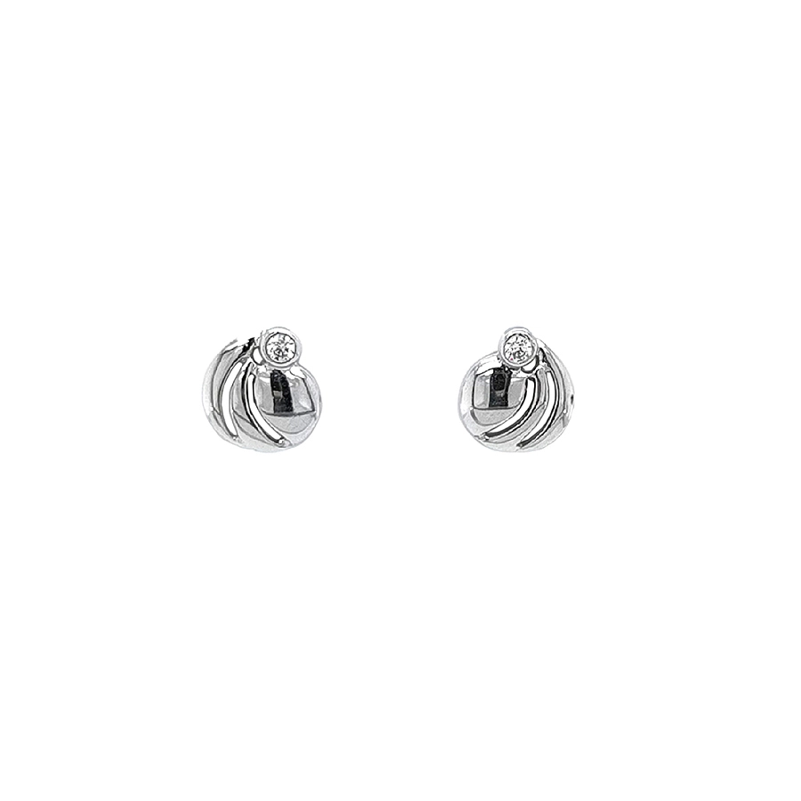 Khuyên tai bằng vàng trắng đính đá zircon trắng