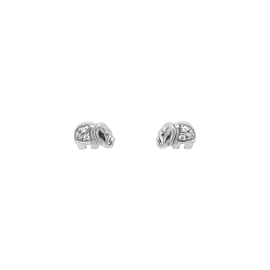 Vòng tai voi trắng vàng với đá zircon lấp lánh