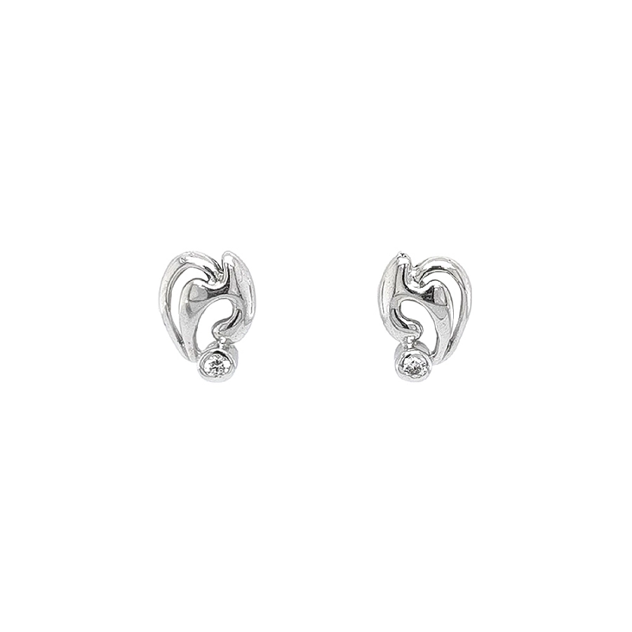 Khuyên tai bằng vàng trắng đính đá zircon trắng