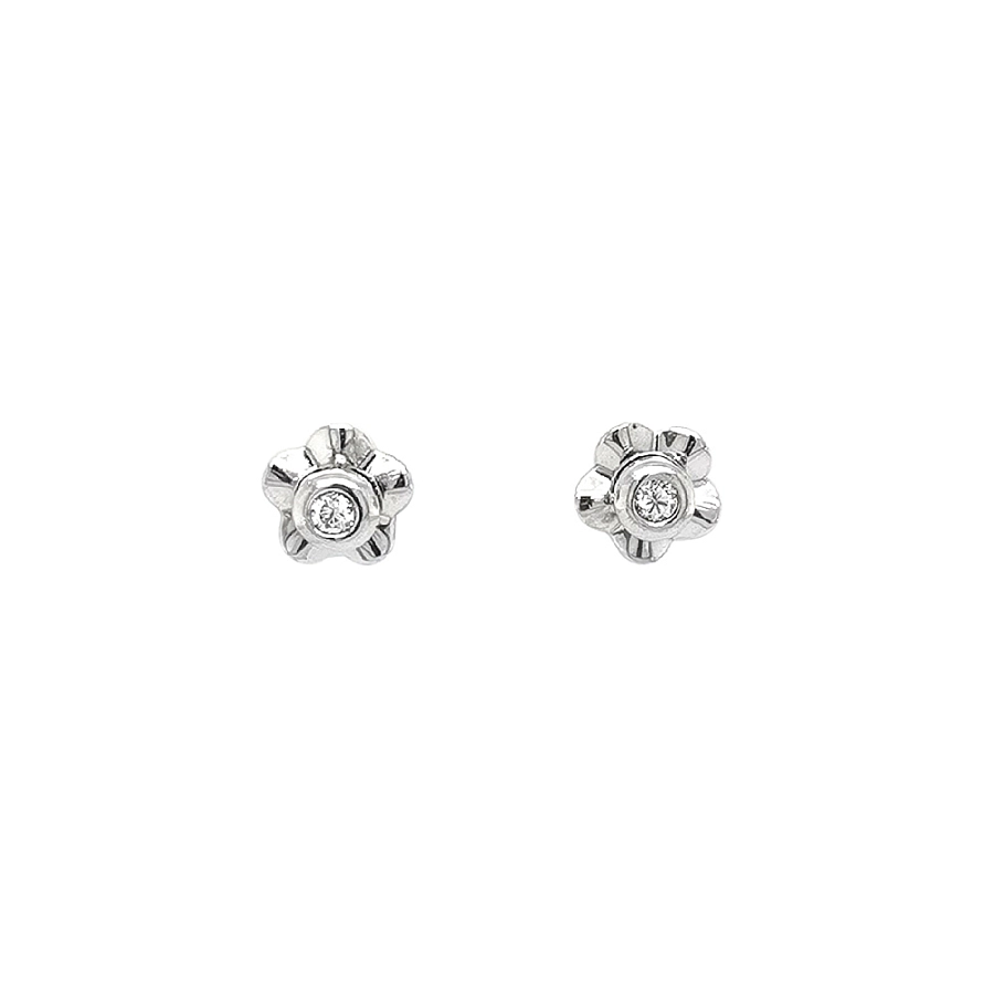 Vòng tai hoa với đá zircon trong vàng trắng