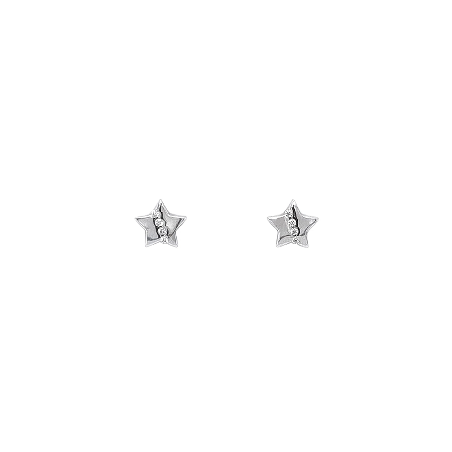 Vòng tai vàng trắng hình sao đính đá zircon