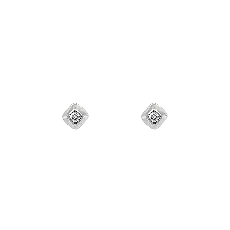 Khuyên tai bằng vàng trắng đính đá zircon trắng