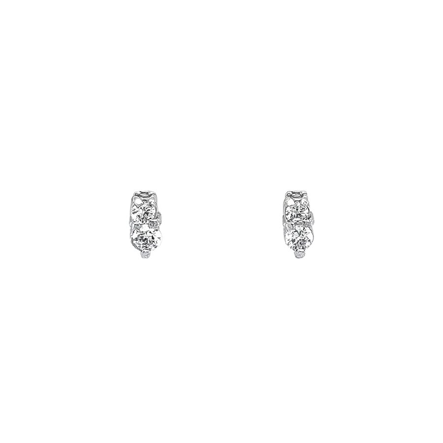 Khuyên tai bằng vàng trắng đính đá zircon trắng