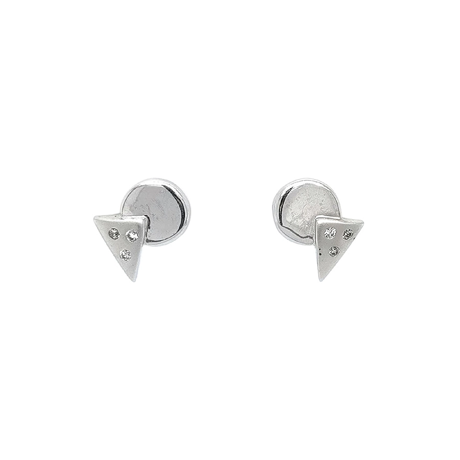 Khuyên tai bằng vàng trắng đính đá zircon trắng
