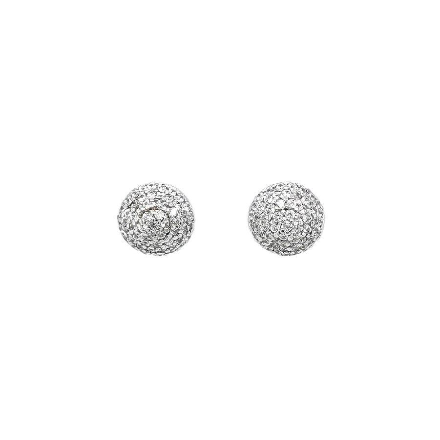 Vòng tai chính xác với vàng trắng và đá zircon lấp lánh