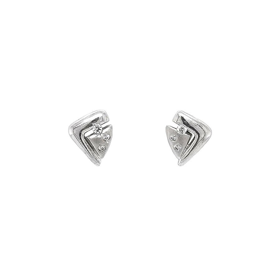 Khuyên tai bằng vàng trắng đính đá zircon trắng