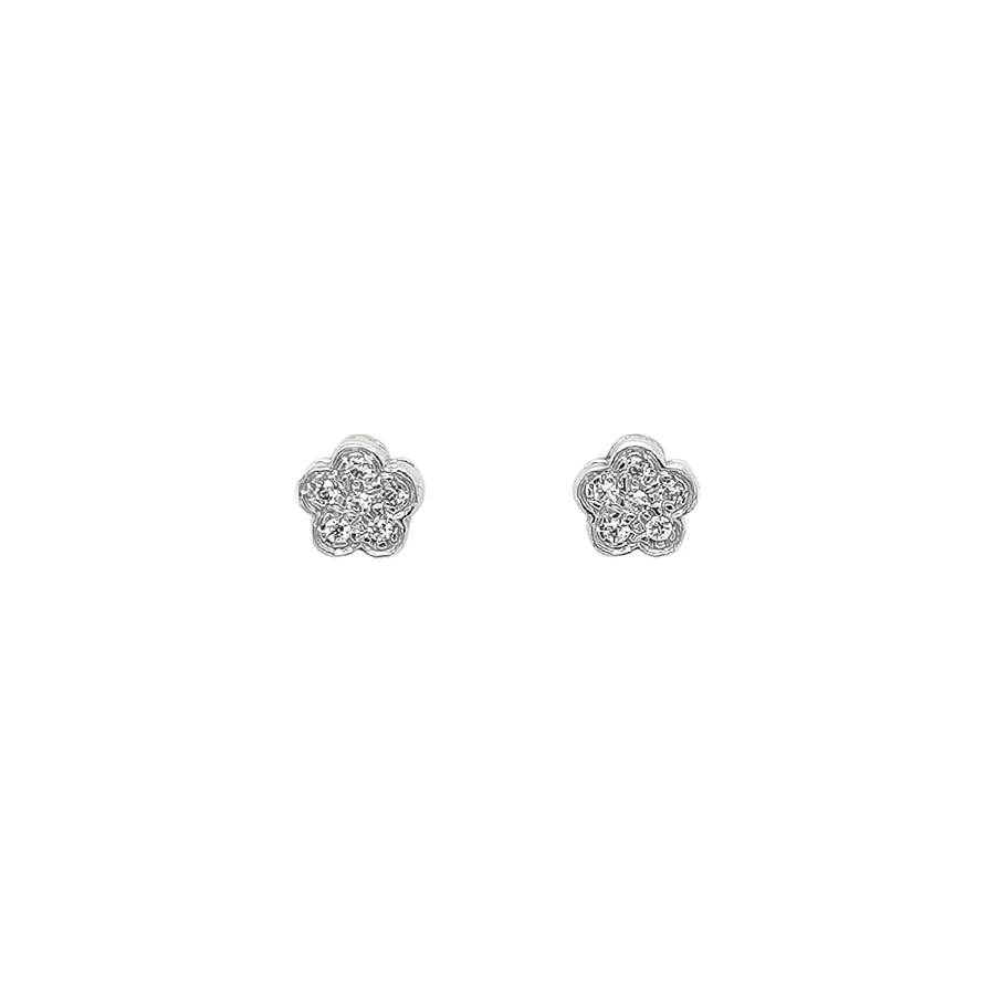 Khuyên tai với họa tiết hoa và đá zircon