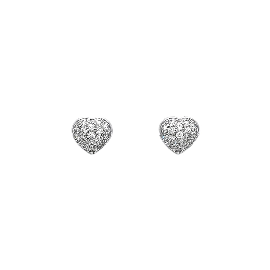 Vòng tai hình trái tim bằng vàng trắng đính đá zircon tinh xảo