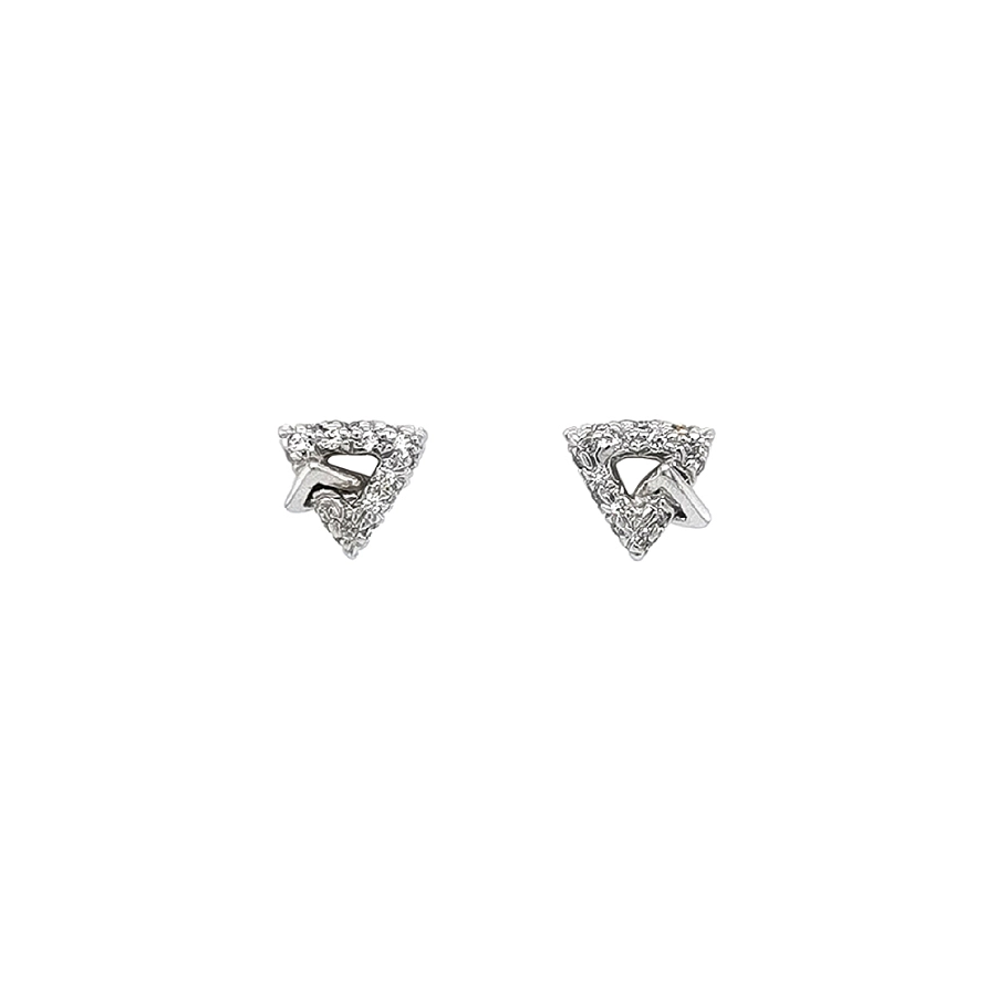 Vòng tai vàng trắng hình tam giác đính đá zircon