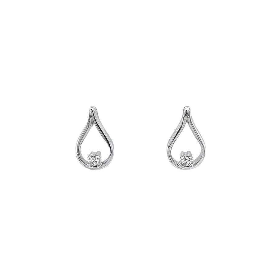 Khuyên tai bằng vàng trắng đính đá zircon trắng
