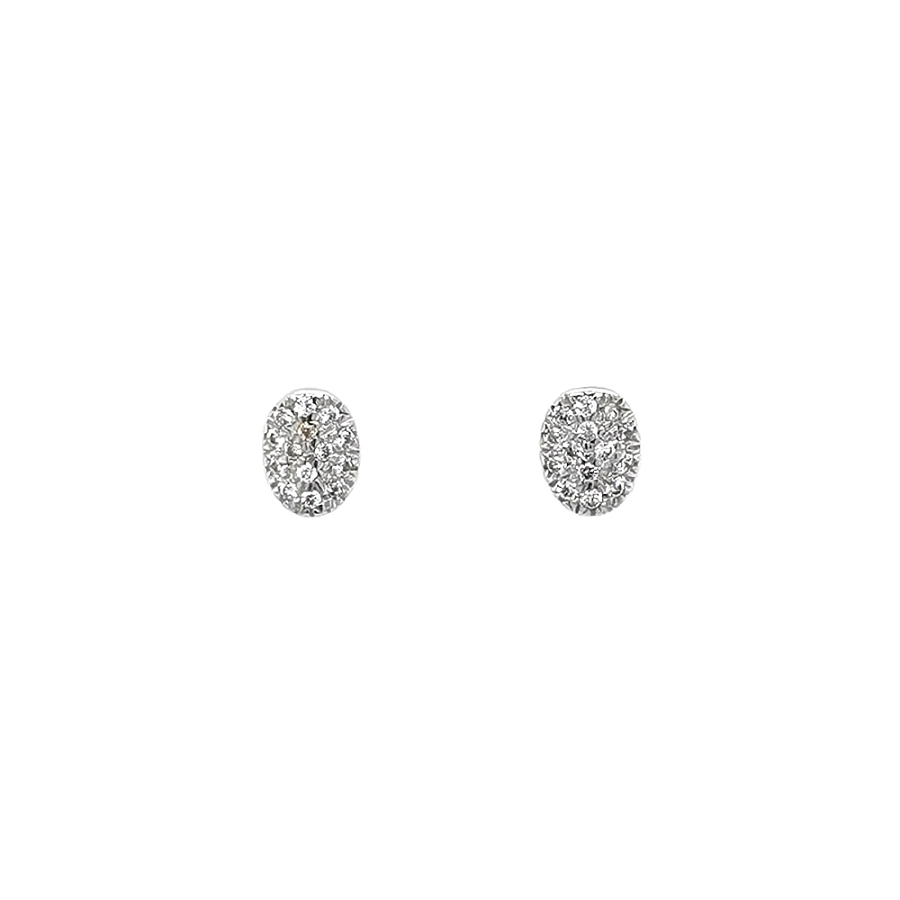 Vòng tai hình oval bằng vàng trắng được trang trí bằng đá zirconia lấp lánh